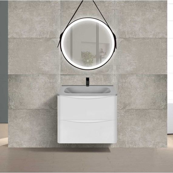 Тумба подвесная с раковиной Vincea Paola 60 см VMC-2P600GW (раковина серая VCB-2VP600G), белый глянец - фото 2