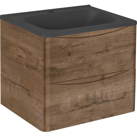 Тумба подвесная с раковиной Vincea Paola 60 см VMC-2P600VO (раковина черная VCB-2VP600B), дуб винтаж - фото 2