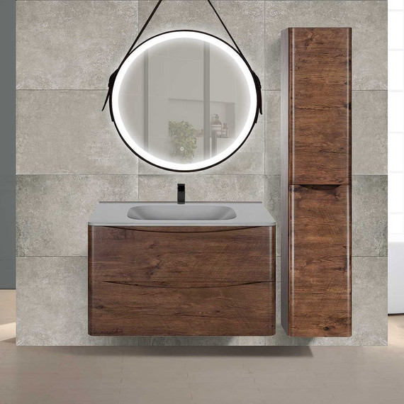 Тумба подвесная с раковиной Vincea Paola 80 см VMC-2P800RW (раковина серая VCB-2VP800G), тёмное дерево - фото 3