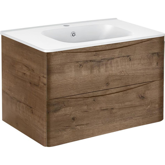 Тумба подвесная с раковиной Vincea Paola 80 см VMC-2P800VO (раковина белая VCB-2VP800W), дуб винтаж - фото 2