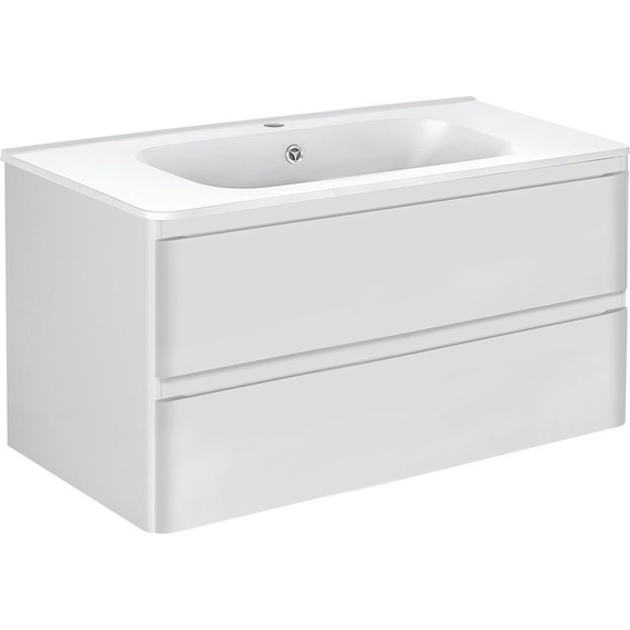 Тумба подвесная с раковиной Vincea Vico 100 см VMC-2V100GW, белый глянец - фото 6