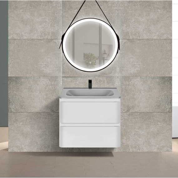 Тумба подвесная с раковиной Vincea Vico 60 см VMC-2V600GW (раковина серая VCB-2VP600G), белый глянец - фото 2