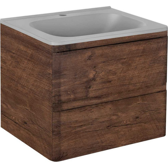 Тумба подвесная с раковиной Vincea Vico 60 см VMC-2V600RW (раковина серая VCB-2VP600G), тёмное дерево - фото 2