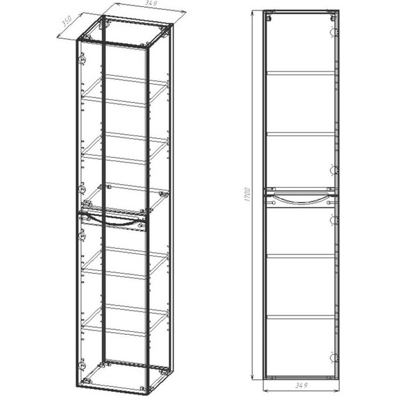 Пенал подвесной Vincea Mia 35 см VSC-2M170RW-L, тёмное дерево - фото 3
