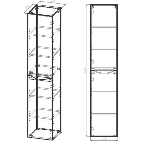 Пенал подвесной Vincea Mia 35 см VSC-2M170VO-R, дуб винтаж - фото 3