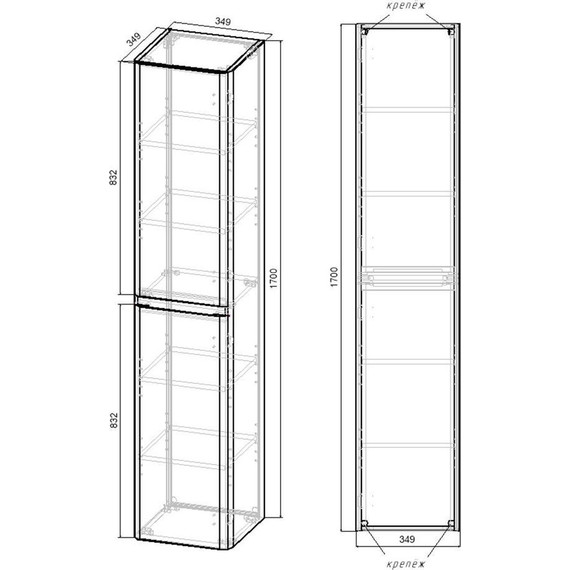 Пенал подвесной Vincea Vico 35 см VSC-2V170VO, дуб винтаж - фото 4