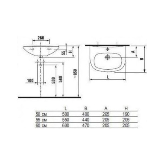 Раковина подвесная Jika Zeta 55 см 1039.1.000.104.1 - фото 4