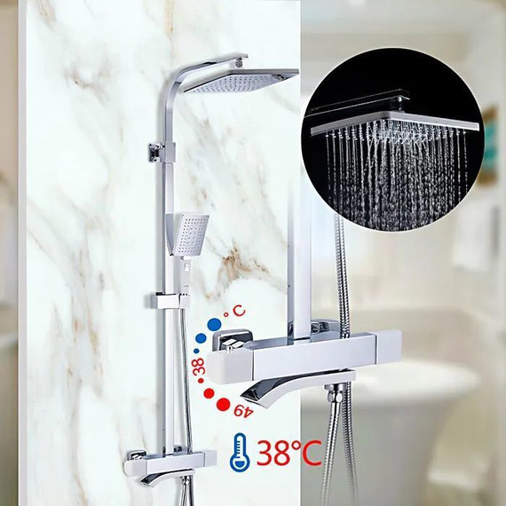 Душевая стойка с термостатом Gappo G2407-50, белый/хром - фото 4