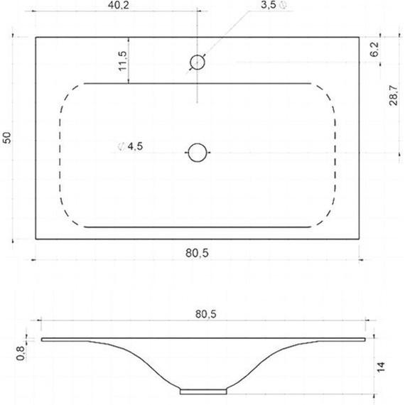 Тумба подвесная с раковиной Vincea Fine 80 см VMC-2F800BT, бетон - фото 6