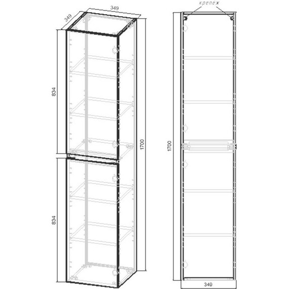 Пенал подвесной Vincea Norma/Fine 35 см VSC-2NF170VO, дуб винтаж - фото 4
