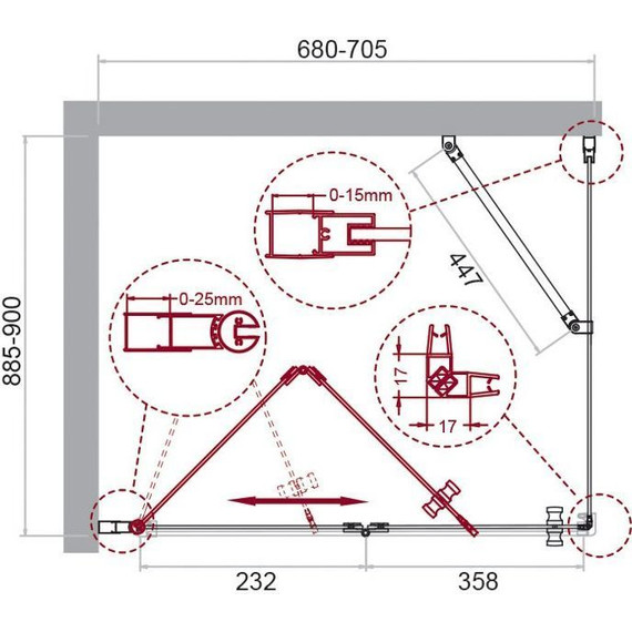 Душевое ограждение BelBagno 70х90 см ALBANO-ASH-1-70/90-C-Cr, хром/прозрачное - фото 7
