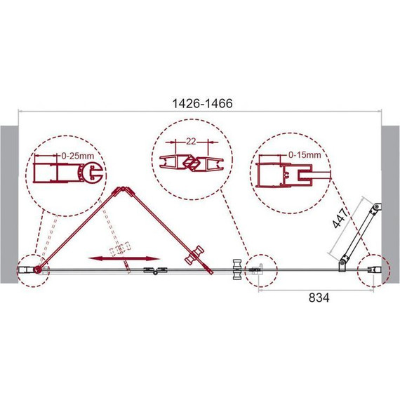 Душевая дверь BelBagno 150 см ALBANO-BS-13-90+60-C-Cr, хром/прозрачное - фото 9