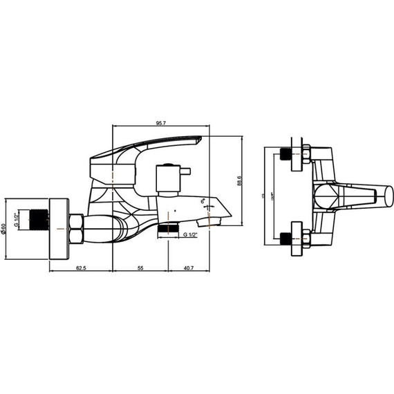 Набор смесителей 3 в 1 для ванны с коротким изливом Paini Atomix D1CRSET4 - фото 8
