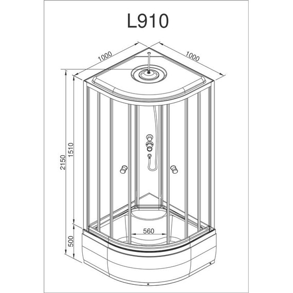 Душевая кабина Deto L910 100х100 см, хром/узор (безсиликоновая сборка) - фото 20