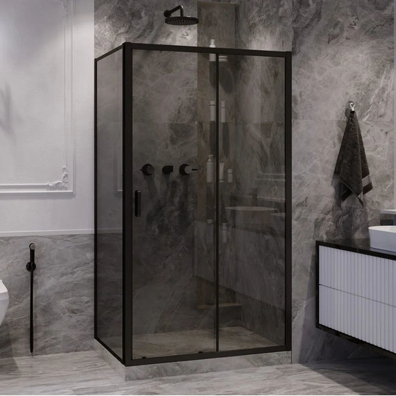Душевое ограждение Ambassador Forsa 130x100 см 17022219ABB-100ABB, чёрный/тонированное - фото 2