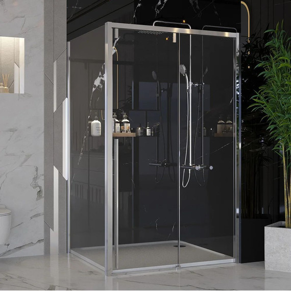 Душевое ограждение Ambassador Intense 130x80 см 110021102IX-80IX (стекло 8 мм) хром/прозрачное - фото 2