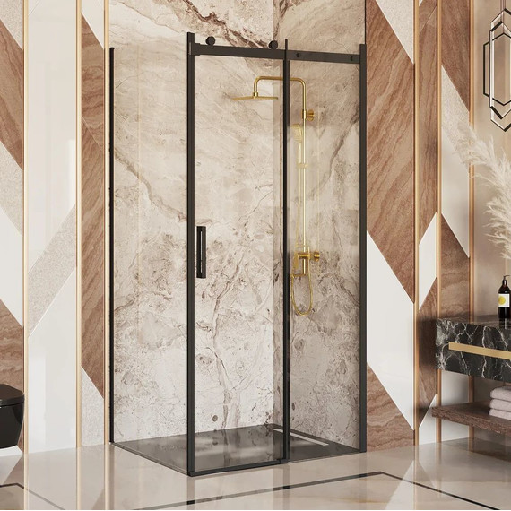 Душевое ограждение Ambassador Benefit 120x110 см 19021201HB-110HB (стекло 8 мм) чёрный/прозрачное - фото 2