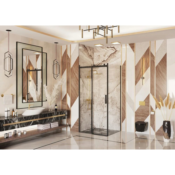 Душевое ограждение Ambassador Benefit 120x110 см 19021201HB-110HB (стекло 8 мм) чёрный/прозрачное - фото 3