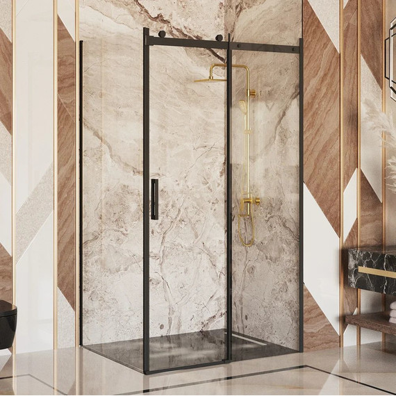 Душевое ограждение Ambassador Benefit 140x100 см 19021203HB-100HB (стекло 8 мм) чёрный/прозрачное - фото 2