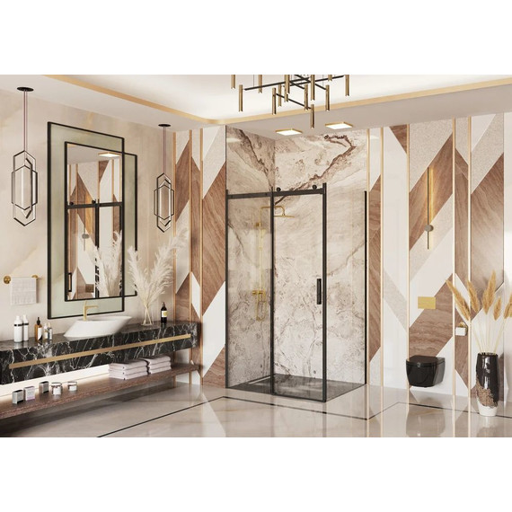 Душевое ограждение Ambassador Benefit 140x80 см 19021203HB-80HB (стекло 8 мм) чёрный/прозрачное - фото 3