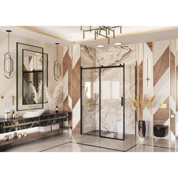 Душевое ограждение Ambassador Benefit 160x80 см 19021205HB-80HB (стекло 8 мм) чёрный/прозрачное - фото 3