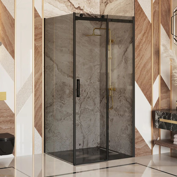 Душевое ограждение Ambassador Benefit 130x100 см 19022202HBB-100HBB (стекло 8 мм) чёрный/тонированное - фото 2