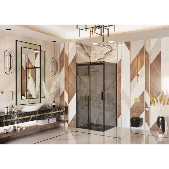 Душевое ограждение Ambassador Benefit 120x110 см 19022201HBB-110HBB (стекло 8 мм) чёрный/тонированное - фото 3