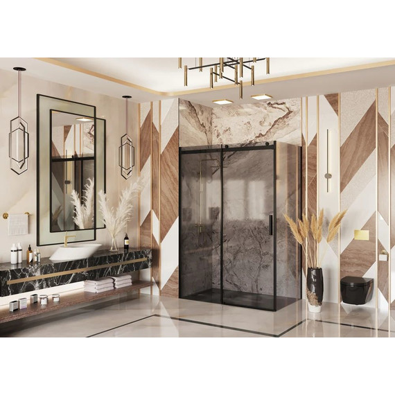 Душевое ограждение Ambassador Benefit 140x100 см 19022203HBB-100HBB (стекло 8 мм) чёрный/тонированное - фото 3