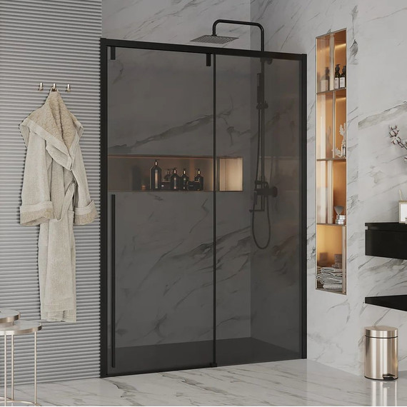 Душевая дверь Ambassador Intense 140 см 110022203IBB (стекло 8 мм) чёрный/тонированное - фото 2