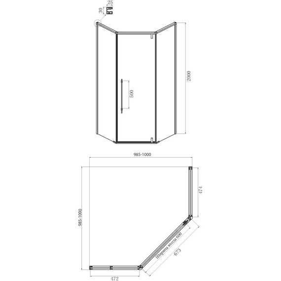 Душевое ограждение Ambassador Ritz 100x100 см 112011103 (стекло 8 мм) хром/прозрачное - фото 9