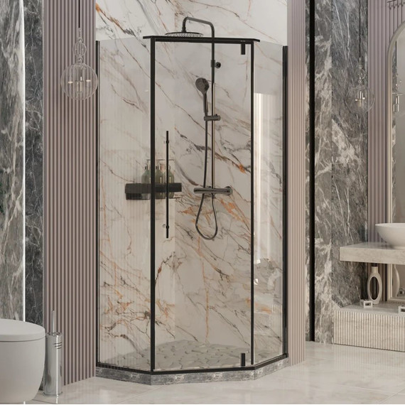 Душевое ограждение Ambassador Ritz 100x100 см 112011203 (стекло 8 мм) чёрный/прозрачное - фото 2