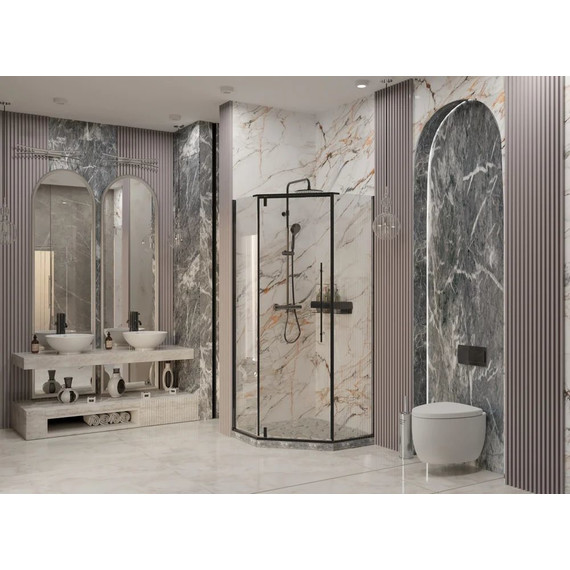 Душевое ограждение Ambassador Ritz 100x100 см 112011203 (стекло 8 мм) чёрный/прозрачное - фото 3