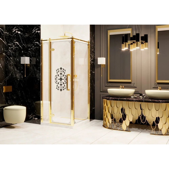 Душевое ограждение Ambassador Royal 100x100 см 18015307-L (стекло 8 мм) золото/прозрачное - фото 3