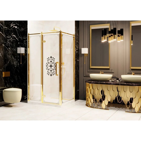 Душевое ограждение Ambassador Royal 120x80 см 18015310-L (стекло 8 мм) золото/прозрачное - фото 3