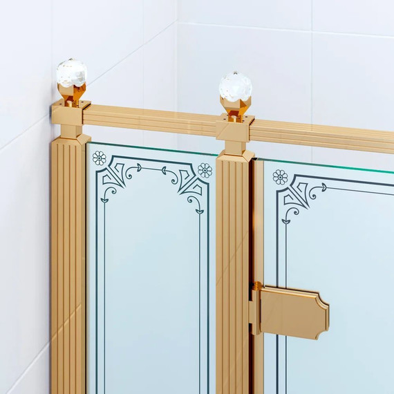 Душевое ограждение Ambassador Royal 120x80 см 18015310-L (стекло 8 мм) золото/прозрачное - фото 4