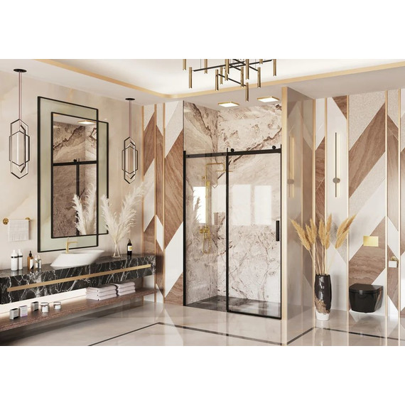 Душевая дверь Ambassador Benefit 150 см 19021204HB (стекло 8 мм) чёрный/прозрачное - фото 3