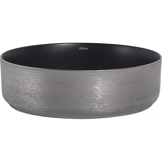 Раковина-чаша Abber Bequem 40 см AC2109BS, черный матовый/серебро - фото 2