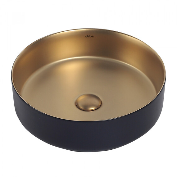 Раковина-чаша Abber Bequem 40 см AC2109BG, золото матовое/черный - фото 
