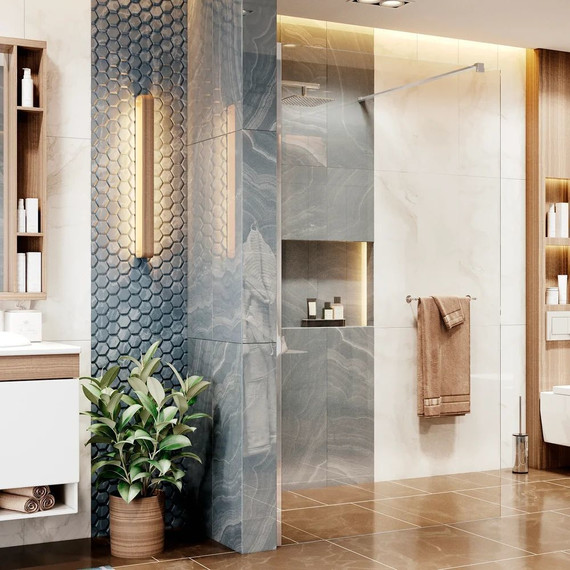 Душевая перегородка Ambassador Walk-in 110 см 15031103 с кронштейном (стекло 8 мм) хром/прозрачное - фото 2