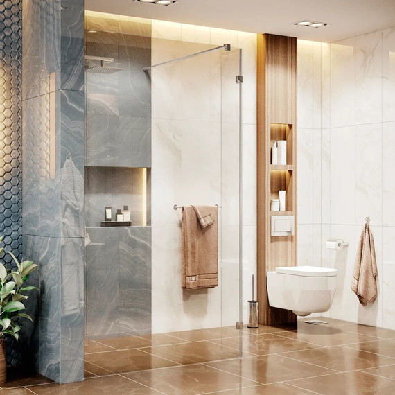 Душевая перегородка Ambassador Walk-in 90 см 15031105 с кронштейном (стекло 8 мм) хром/прозрачное - фото 4