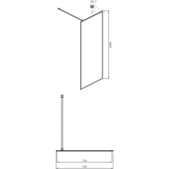 Душевая перегородка Ambassador Walk-in 80 см 15031220 с кронштейном (стекло 8 мм) чёрный/прозрачное - фото 5