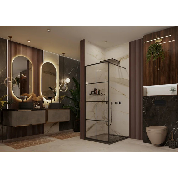 Душевая перегородка Ambassador Walk-in 120 см 15031238 с кронштейном, чёрный/прозрачное - фото 3