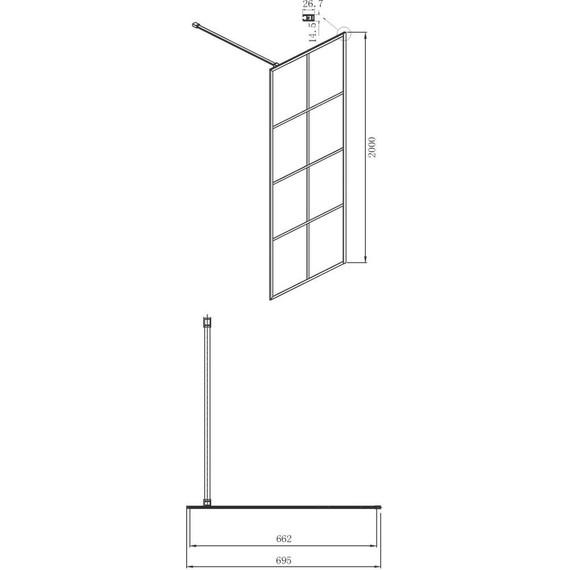 Душевая перегородка Ambassador Walk-in 70 см 15031243 с кронштейном, чёрный/прозрачное - фото 5