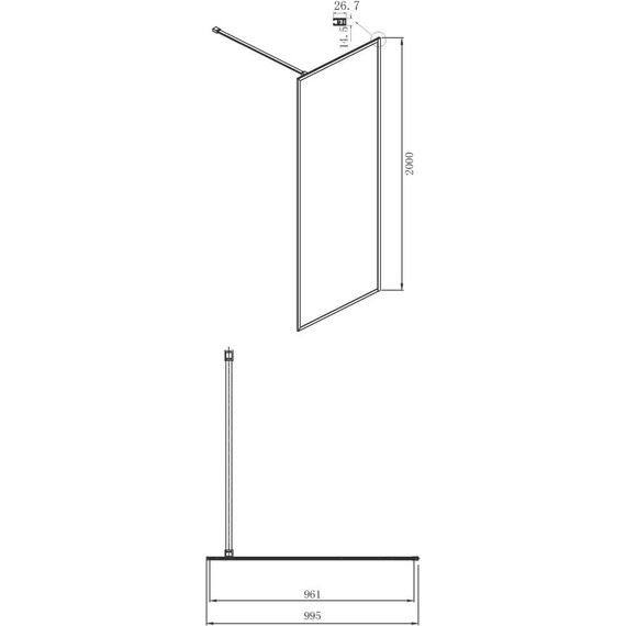 Душевая перегородка Ambassador Walk-in 100 см 15032218 с кронштейном (стекло 8 мм) чёрный/тонированное - фото 5