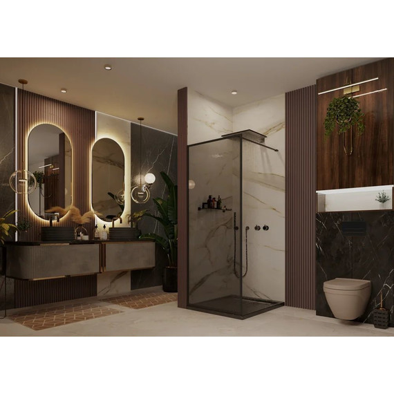 Душевая перегородка Ambassador Walk-in 100 см 15032218 с кронштейном (стекло 8 мм) чёрный/тонированное - фото 3