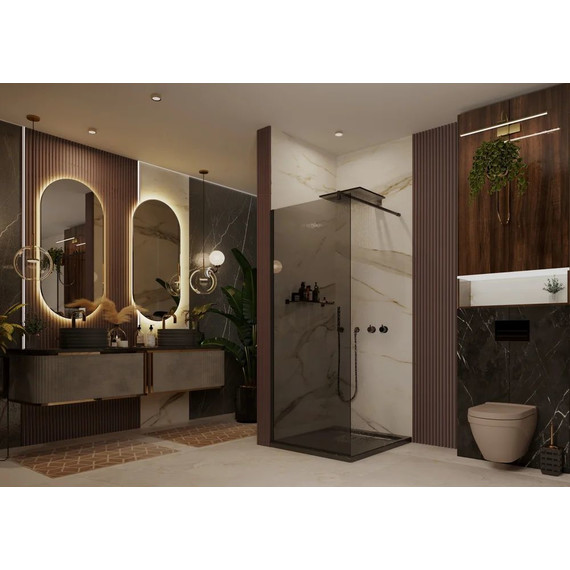 Душевая перегородка Ambassador Walk-in 100 см 15032222 с кронштейном (стекло 8 мм) чёрный/тонированное - фото 3