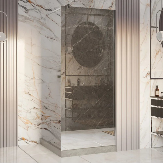 Душевая перегородка Ambassador Walk-in 90 см 15033123 с кронштейном (стекло 8 мм) хром/зеркальное - фото 2