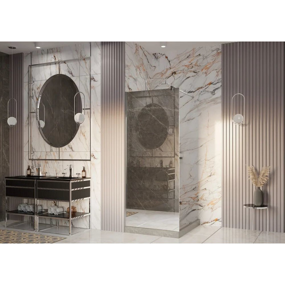 Душевая перегородка Ambassador Walk-in 100 см 15033122 с кронштейном (стекло 8 мм) хром/зеркальное - фото 3