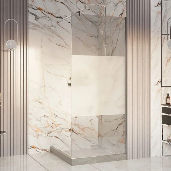 Душевая перегородка Ambassador Walk-in 100 см 15034127 с кронштейном (стекло 8 мм) хром/узор - фото 2