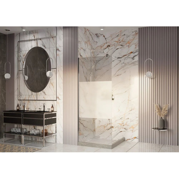 Душевая перегородка Ambassador Walk-in 120 см 15034125 с кронштейном (стекло 8 мм) хром/узор - фото 3